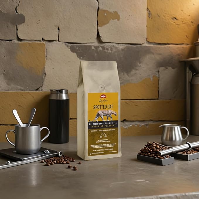 Whole Bean Coffee Spotted Cat Tanzanian Peaberry 3/4 lb 340 grams