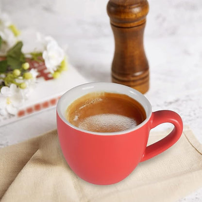 homEdge Mini Procelain Espresso Cup, 3 Ounces / 90 ml Tiny Coffee Mugs Demitasse for Espresso, Tea- Red