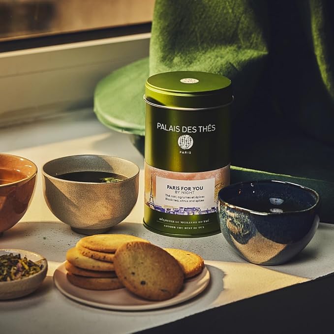 Palais des Thés - Organic Paris For You By Night - Black Tea, Citrus & Spices - 3.5oz Loose Leaf Metal Gift Tin, Serves 20-25 Cups