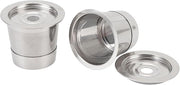Reusable Coffee Pod, Stainless Steel Coffee Capsule, 304 Food Grade Easy Clean Dense Mesh Filter, Refillable Coffee Pod for Espresso Machine with Lids and Spoon