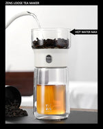 Load image into Gallery viewer, ZENS Modern Tea Pot, Glass Teapot with Infusers for Loose Tea Diffusers with One Touch Pouring, Cool Portable Tea Maker with Insulated Tea Mug and Travel Tea Kits for Tea Lover Gifts