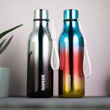 BJPKPK Insulated Water Bottles, 18 oz Stainless Steel Metal Water Bottle with Strap, BPA Free Leak Proof Jugs,Mugs,Flasks, Reusable Thermal Flasks for Sports & Travel, Caribbean Sunrise