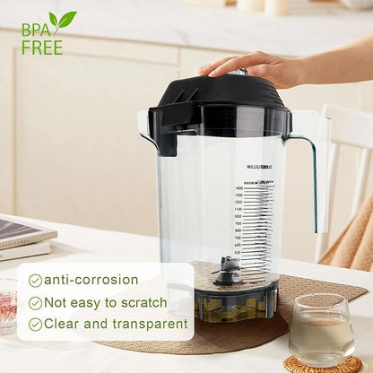 For Vitamix Blender Pitcher 48oz Fit for Quiet One VM0100A 15978 16016 36019 VM0145 Commercial BarBoss Advance Drink Machine Touch & Go Blender Container Cup Jar Jug Parts(with a cleaning bursh)
