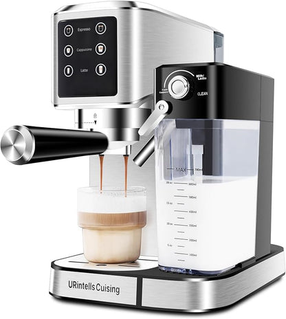 Espresso Machine 20 Bar, Touchscreen Espresso Maker with Automatic Milk Frother for Cappuccino Latte, Expresso Coffee Machine for Home with Dual Heating System and Dual Pump