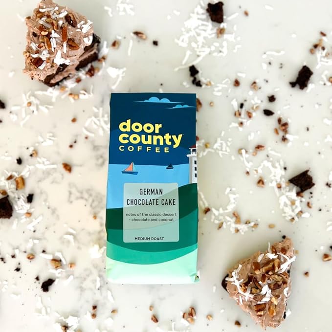 Door County Coffee German Chocolate Cake Flavored Whole Bean Coffee - 100% Specialty Arabica - Medium Roast - 10 oz