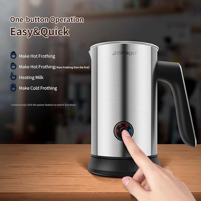 Milk Frother 4 in 1 Electric Milk Steamer Automatic Hot & Cold Foam Maker and Milk Warmer for Latte, Cappuccinos, Macchiato, Hot Chocolate Milk