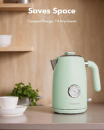 Load image into Gallery viewer, 1L Small Electric Kettles Stainless Steel, Portable Travel Mini Hot Water Boiler Heater, Cool Touch Teapot, Auto Shut-Off &amp; Boil-Dry Protection for Cooking, Business Trip and More, Green