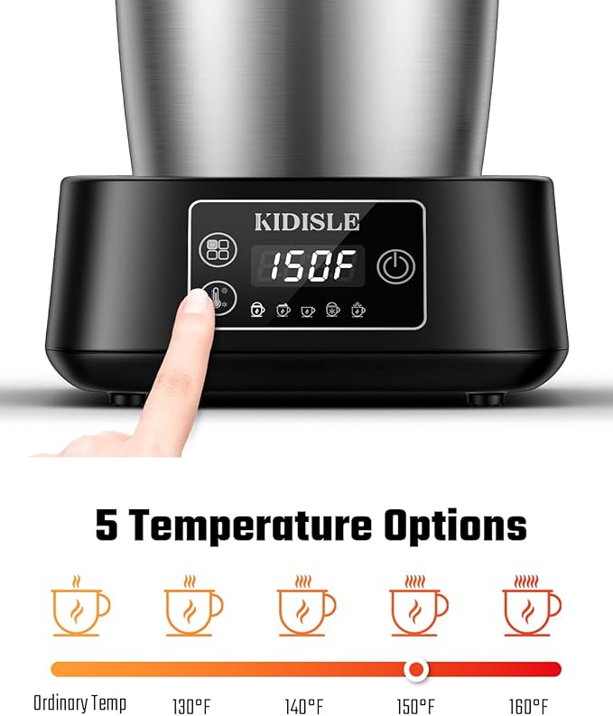 5-in-1 Milk Frother and Steamer, 17oz Detachable Frother with Adjustable Temperature, Stainless Steel Milk Steamer, Hot & Cold Foam Maker for Coffee, Latte, Hot Chocolate, Dishwasher Safe