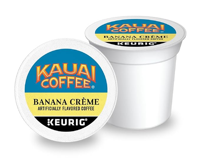 Kauai Coffee K-Cup Pods for Keurig Brewers – Arabica Coffee, 10% Hawaiian – Medium Roast, Banana Flavor with Creamy Vanilla – Banana Crème, 1 Pack of 10 Single Serve K-Cups