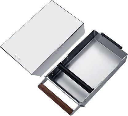 Normcore Espresso Knock Box Drawer, Espresso Knocker Drawer, 304 Stainless Steel With Walnut Wood Hand, For Home, Office, Restaurant and Coffee Shop, Mirror Finish, Size: M