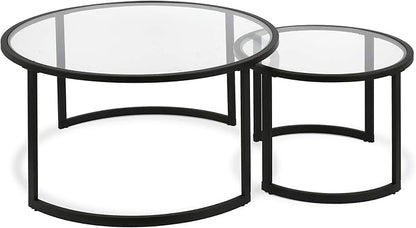 Mitera Round Nested Coffee Table in Blackened Bronze