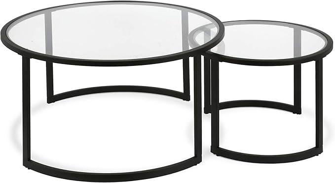 Mitera Round Nested Coffee Table in Blackened Bronze