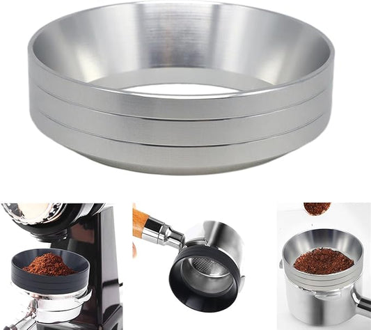 51mm Magnetic Espresso Dosing Funnel Lightweight Aluminum Coffee Dosing Ring Compatible 51mm Portafilter (Silvery, 51mm)