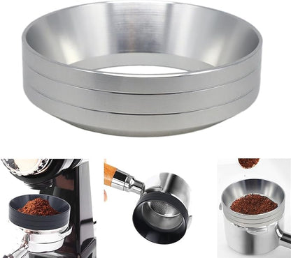 53mm Magnetic Espresso Dosing Funnel Lightweight Aluminum Coffee Dosing Ring Compatible 53mm Portafilter (Silvery, 53mm)
