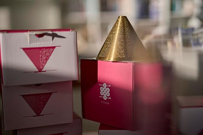 ATHIA Golden Reusable Stainless Steel Pour Over Coffee Dripper, Laser Etched Double Mesh Cone Filter, Paperless, Eco-friendly, Fits Hario, Chemex, carafes & most coffee makers (Golden, Cone Shape)