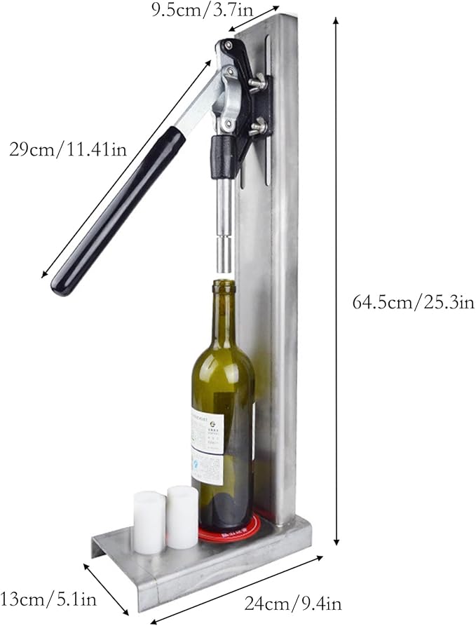 Wine Corker, Hand Wine Bottle Re-corker, Bottle Capper for Bottling, Manual Wine Corking Kit with 2 POM Inserting Stopper, Bottle Cap Pressing Machine Corking Tool
