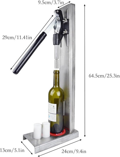 Wine Corker, Hand Wine Bottle Re-corker, Bottle Capper for Bottling, Manual Wine Corking Kit with 2 POM Inserting Stopper, Bottle Cap Pressing Machine Corking Tool