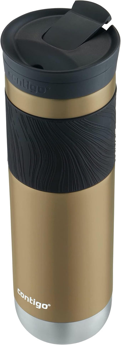 Contigo Byron Vacuum-Insulated Stainless Steel Travel Mug 24oz Chardonnay Color with Leak-Proof Lid Keeps Beverages Hot or Cold Perfect for Coffee Lovers Travelers Campers and Outdoor Activities