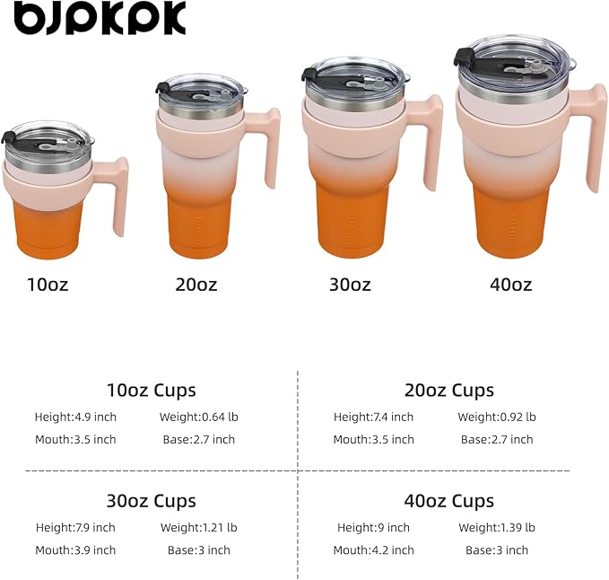 BJPKPK Tumbler With Handle And Straw 40oz Stainless Steel Tumbler With Lid Insulated Coffee Cups,Coral