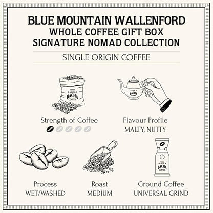 Bacha Coffee | Blue Mountain Wallenford Single Origin Signature Nomad Collection, Medium Roast, 100% Arabica Specialty Coffee, Whole Beans, 250g