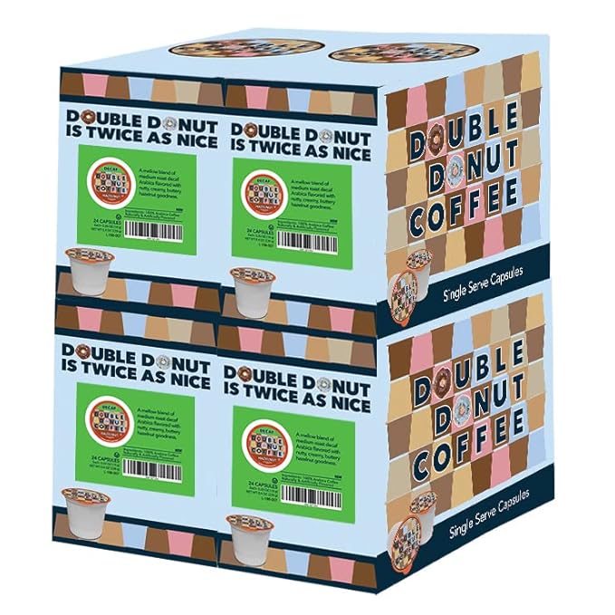 Hazelnut Medium Roast Flavored Decaf Coffee Pods for Keurig K-Cup Makers from Double Donut, 96 Capsules