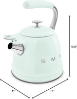 Load image into Gallery viewer, SMEG Retro Stovetop Whistling Kettle – 2.4Q (Pastel Green)