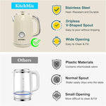 Load image into Gallery viewer, Electric Stainless Steel Tea Kettles1500W-1.7L-with Thermometer, Auto Shut-Off &amp; Boil-Dry, Cool Touch Handle, BPA Free Kettle &amp; Hot Water Kettle (Beige)