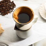 Load image into Gallery viewer, Pour Over Coffee Maker, Ceramic Coffee Dripper 20oz/620ml, with 50 pcs V60 Paper Filter, Drip Coffee Brewer, Vintage-Style (white, 1)