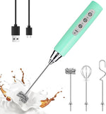 Load image into Gallery viewer, YUSWKO Baby Blue Handheld Milk Frother Wand for Coffee, Rechargeable Electric Whisk with 3 Heads 3 Speeds Drink Mixer Coffee Frother For Latte, Cappuccino, Hot Chocolate, Egg