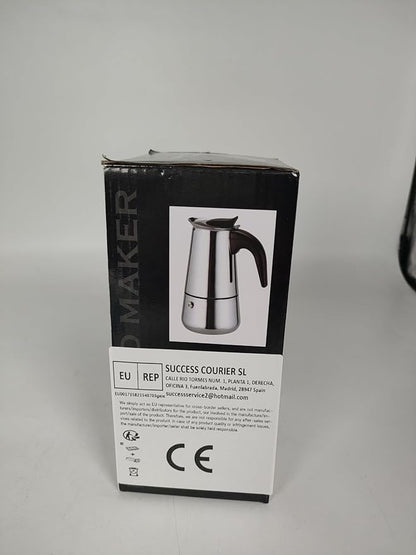 6 Cup Stovetop Espresso Maker Stainless Steel Moka Pot Stove Top Percolator Italian Coffee Makers Capable Mocha Greca Machine Cafe Classic Induction Cookers for Home and Camping 300ml 10oz