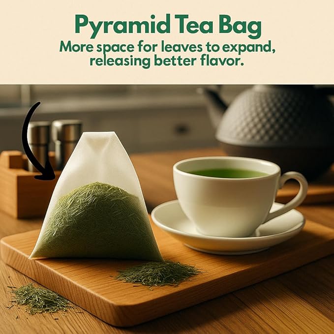 Tozzy Organic Matcha Green Tea - 100 Count | Pyramid Tea Bags (Plant-Based & Eco-conscious) | Ceremonial Matcha + Whole Leaf Sencha | Pure Ingredients