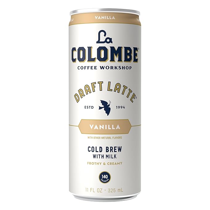 La Colombe Coffee, Vanilla Draft Latte, 11 fl oz Cans (Pack of 12), Coffeehouse Quality Cold Brew, Specialty Grade Coffee Beans, Ready-to-Drink On-the-Go