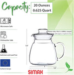 Load image into Gallery viewer, Simax Glassware 20 Oz. Glass Teapot | Short Spout, Microwave and Stovetop Safe, Heat, Cold, and Thermal Shock Resistant Borosilicate Glass, Makes a Stunning Presentation