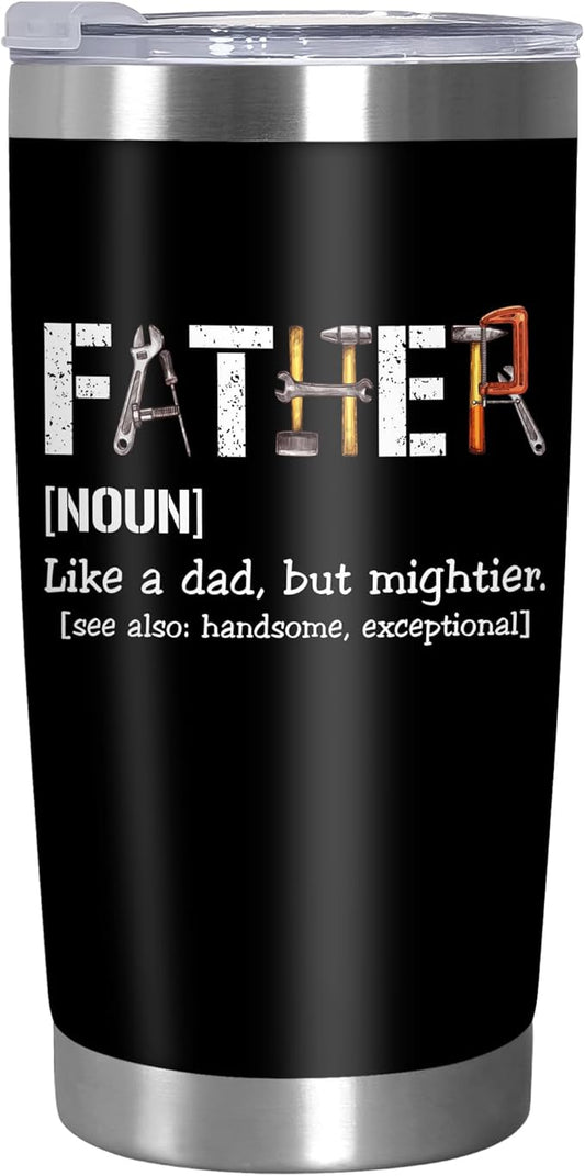 TEEZWONDER Gifts for Dad from Daughter Son - Stainless Steel Insulated Coffee Tumbler with Lid 20 oz - Funny Dad Birthday Gifts from Kids, Mens Birthday Gift Ideas