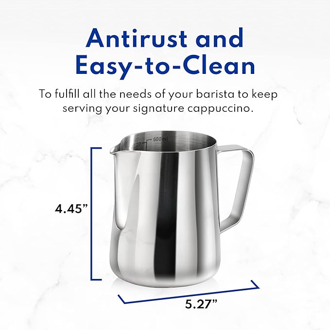 New Star Foodservice Commercial Grade Stainless Steel 18/8 Frothing Pitcher (20-Ounce (Frothing Pitchers))