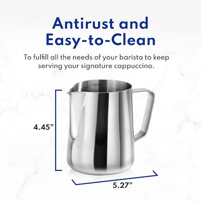 New Star Foodservice Commercial Grade Stainless Steel 18/8 Frothing Pitcher (20-Ounce (Frothing Pitchers))