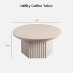 Load image into Gallery viewer, SICOTAS Round Coffee Table for Living Room, 32" Circle Modern Fluted Center Coffee Table with Storage, Mid Century Accent Tea Dining Table for Small Space, Apartment, White Alder