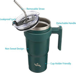 Load image into Gallery viewer, 20 oz Tumbler with Handle and 2 Straw 2 Lid, Insulated Water Bottle Stainless Steel Vacuum Cup Reusable Travel Mug,Army Green