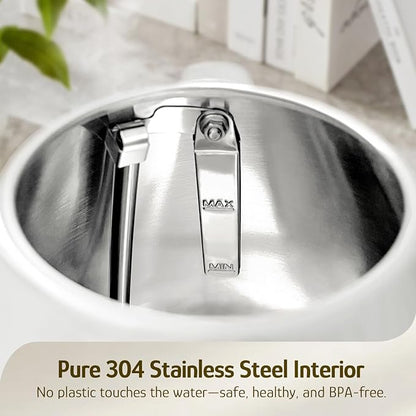 Hazel Quinn Retro Electric Kettle - 1.7 Liters / 57.5 Ounces Tea Kettle with Thermometer, All Stainless Steel, 1200 Watts Fast Boiling, BPA-free, Cordless, Automatic Shut Off - Pearl White