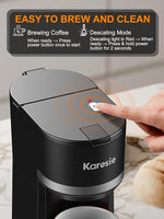 Load image into Gallery viewer, Single Serve Coffee Maker for K-Cup and Ground Coffee, Fast Brew, 6-12 oz Brew Sizes One Cup Coffee Machine Fits 5.5" Mugs, One-Button Small Coffee Maker with Descaling Reminder,Black