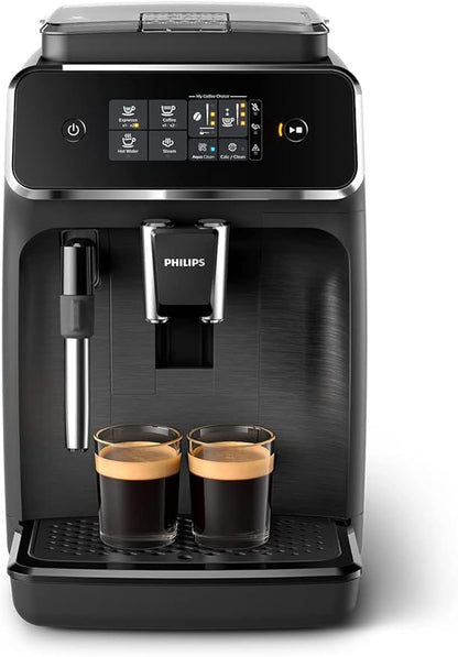 Philips 2200 Series Fully Automatic Espresso Machine, Classic Milk Frother, 2 Coffee Varieties, Intuitive Touch Display, 100% Ceramic Grinder, AquaClean Filter, Aroma Seal, Black (EP2220/14)