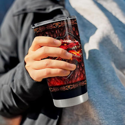 SANDJEST Dragon Tumbler 20oz Stainless Steel Insulated Coffee Travel Mug Cup for Men Dragon Gifts for Birthday Christmas Fathers Day