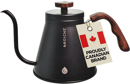 GROSCHE - Marrakesh Gooseneck Kettle Stovetop - Stainless Steel Pour Over Coffee Kettle Stovetop - Tea Kettle - Stovetop Gooseneck Kettle - Coffee & Tea Kettle - Home Essentials, Black (34 fl. oz)