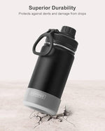 Load image into Gallery viewer, koodee Water Bottle for School-12 oz Stainless Steel Vacuum Insulated Wide Mouth Water Flask with Leakproof Spout Lid (Black)