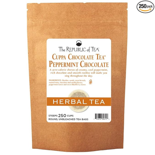 The Republic of Tea – Peppermint Cuppa Chocolate Tea Bags, Low-Caffeine, 250 Servings
