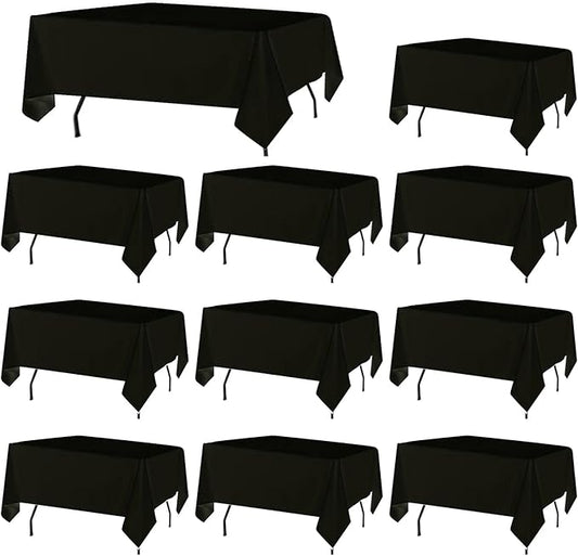 10 Pack Black Table Cloth Rectangle Table Cloths for 8 Foot Rectangle Tables 60 X 126 Inch Washable Polyester Table Covers, Reusable & Wrinkle Resistant for Weddings, Parties, Events, and Everyday Use