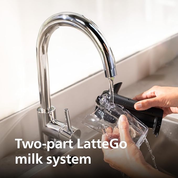 PHILIPS 4400 Series Fully Automatic Espresso Machine – 12 Hot & Iced Coffees, Quick-to-Clean LatteGo Milk System, SilentBrew, QuickStart, Ceramic Grinder, Cashmere Grey (EP4444/90)