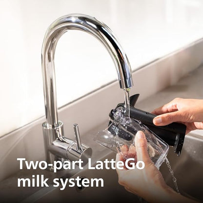 PHILIPS 4400 Series Fully Automatic Espresso Machine – 12 Hot & Iced Coffees, Quick-to-Clean LatteGo Milk System, SilentBrew, QuickStart, Ceramic Grinder, Cashmere Grey (EP4444/90)