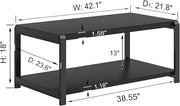 EXCEFUR Black Coffee Table, Modern Rustic Wood Center Table for Living Room, Industrial Rectangle Cocktail Tea Table with Storage Shelf