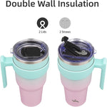 Load image into Gallery viewer, 40 oz Tumbler with Handle and 2 Straw 2 Lid, Insulated Water Bottle Stainless Steel Vacuum Cup Reusable Travel Mug,Gum
